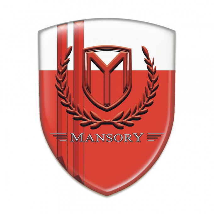 Mansory Embleme Silikon Rot weiss mit Rot Linien Stil 