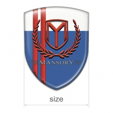 Mansory Emblem Badge Logo Blue White with Red Lines Edition 
