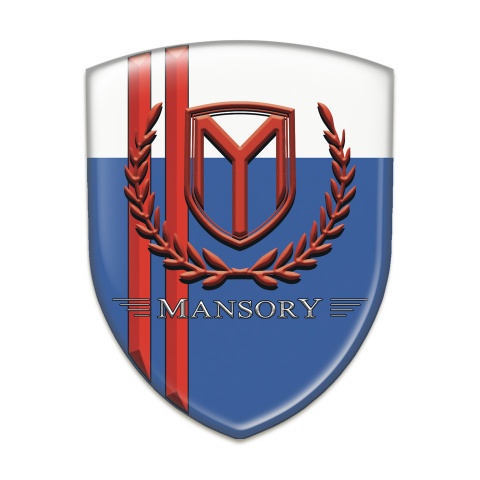 Mansory Emblem Badge Logo Blue White with Red Lines Edition 
