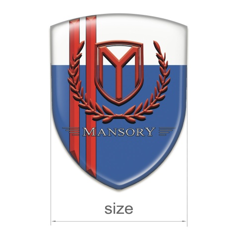 Mansory Emblem Badge Logo Blue White with Red Lines Edition 