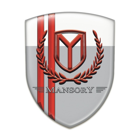 Mansory Self Adhesive Emblem Logo Grey White with Red Lines edition 