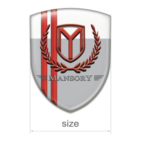 Mansory Self Adhesive Emblem Logo Grey White with Red Lines edition 