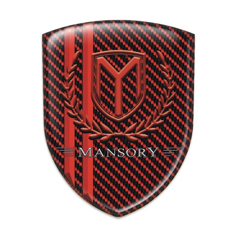 Mansory Self Adhesive Car logo Emblem Red carbon Red Lines 