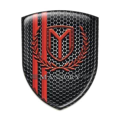 Mansory Car Interior Badge Perforated Steel with Red Lines Style 