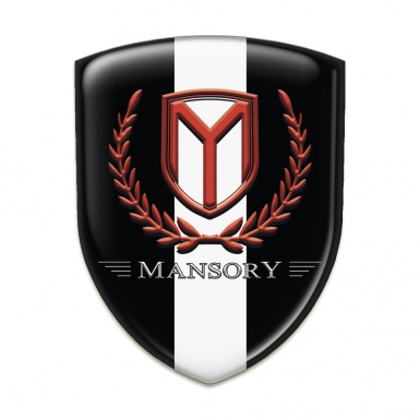 Mansory Silicone Car Decal Badge Black with White tape Red Logo 