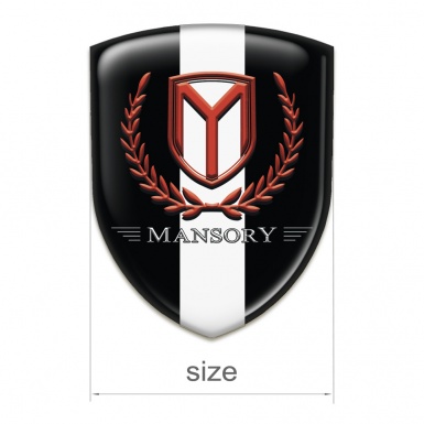 Mansory Silicone Car Decal Badge Black with White tape Red Logo 