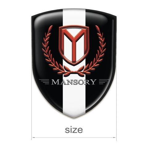Mansory Silicone Car Decal Badge Black with White tape Red Logo 