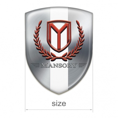 Mansory Silicone Badge Silver with White Tape Red Logo 