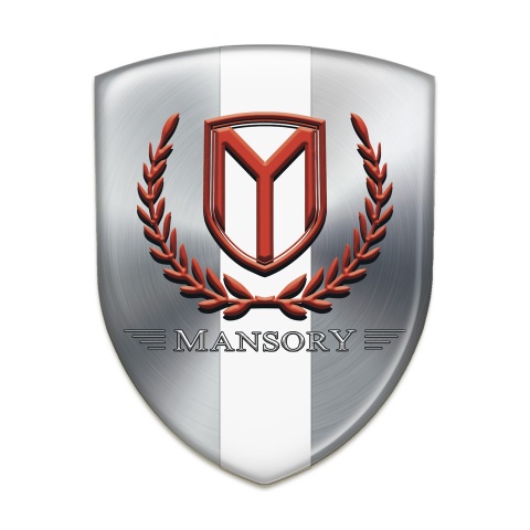 Mansory Silicone Badge Silver with White Tape Red Logo 