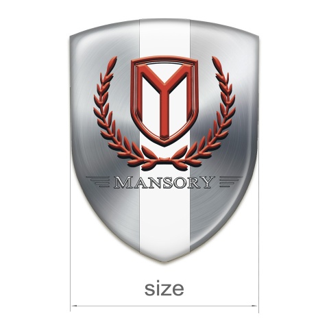 Mansory Silicone Badge Silver with White Tape Red Logo 