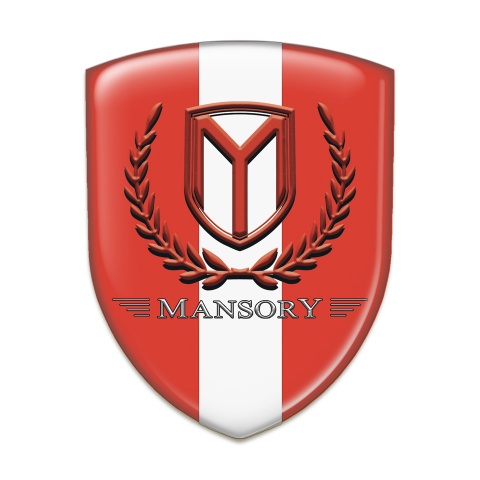 Mansory Auto Emblem Red with White Band and Red Logo 