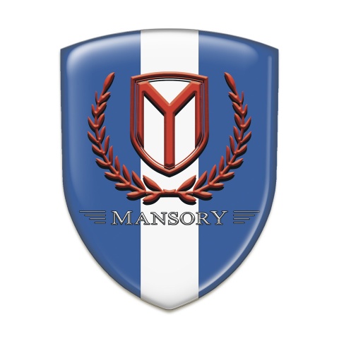 Mansory Emblem Badge Logo Blue with White Band and Red logo 