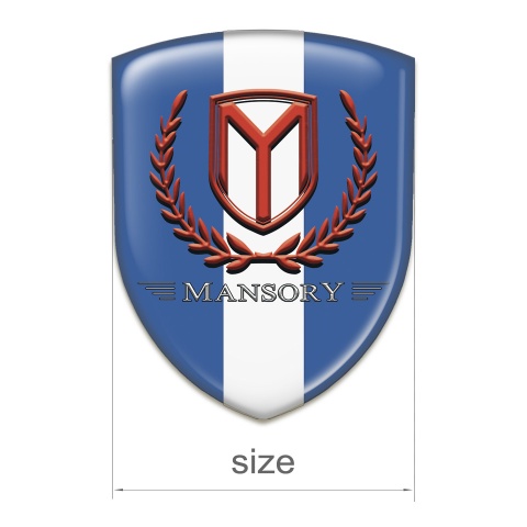 Mansory Emblem Badge Logo Blue with White Band and Red logo 