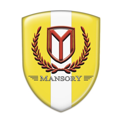 Mansory Logo Emblem Yellow with White Tape And Red Logo 