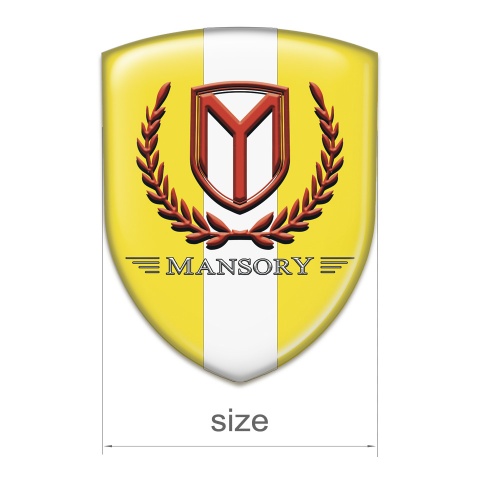 Mansory Logo Emblem Yellow with White Tape And Red Logo 