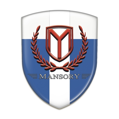 Mansory Domed Emblem Blue White with White tape and Red Logo 