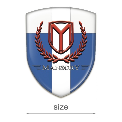 Mansory Domed Emblem Blue White with White tape and Red Logo 