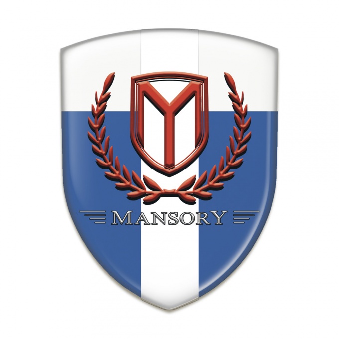 Mansory Domed Emblem Blue White with White tape and Red Logo 