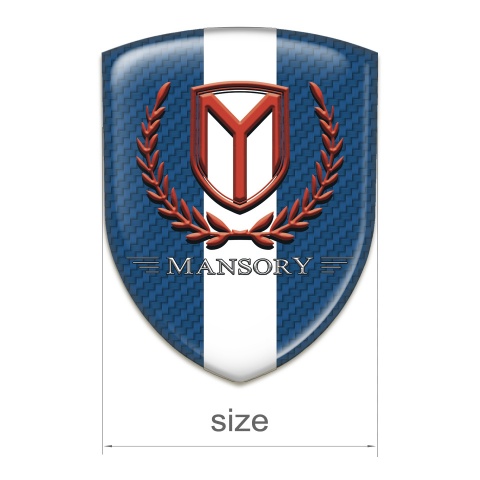 Mansory Silicone Emblem Blue Carbon with White Band and Red logo 