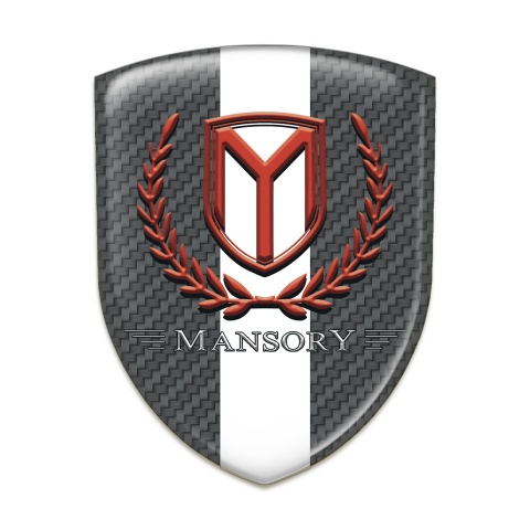 Mansory Resin Sticker dark Blue carbon with White Tape and Red logo 