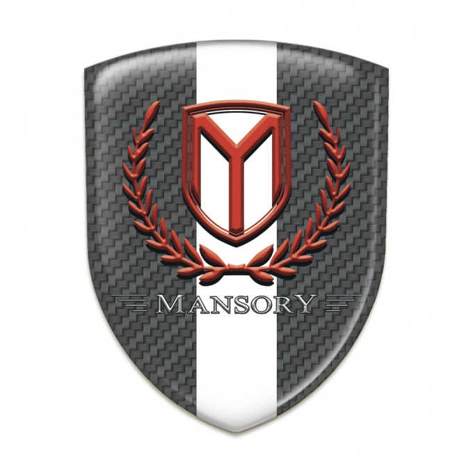 Mansory Resin Sticker dark Blue carbon with White Tape and Red logo 