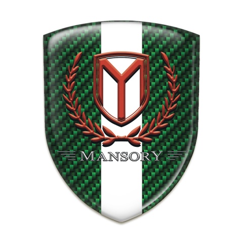 Mansory Car Accessories Badge green carbon with White Tape and Red logo 