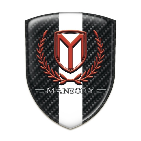 Mansory Self Adhesive Car logo Emblem Black Fibers White Tape 
