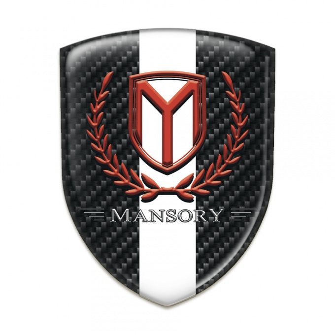 Mansory Self Adhesive Car logo Emblem Black Fibers White Tape 