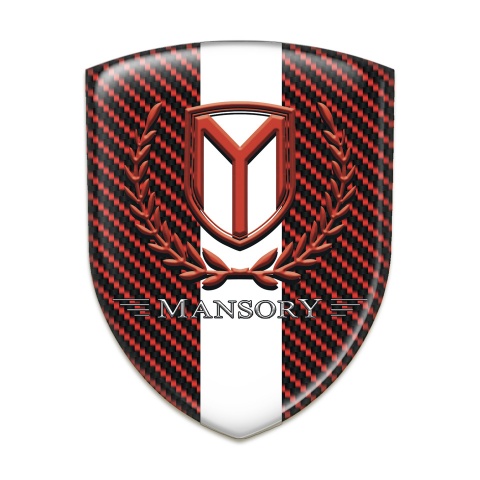Mansory Silicone Badge red carbon withn White Tape Red Logo 