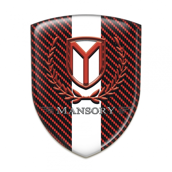 Mansory Silicone Badge red carbon withn White Tape Red Logo 