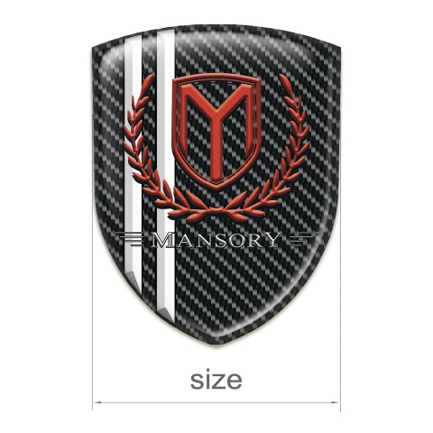 Mansory Emblem Badge Logo Black carbon with White Stripes and Red Logo 