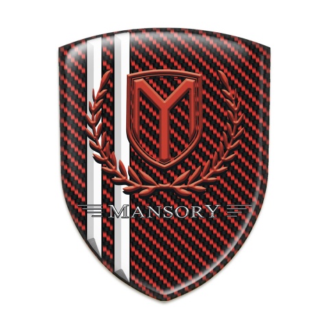 Mansory Logo Emblem red carbon with white Stripes and red logo 