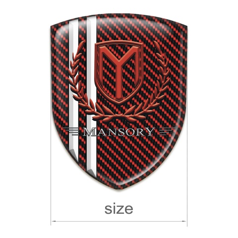 Mansory Logo Emblem red carbon with white Stripes and red logo 