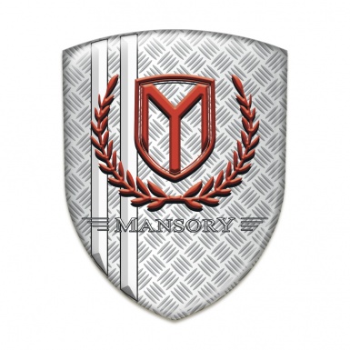 Mansory Silicone Emblem Mesh Effect with White stripes and Red Logo 