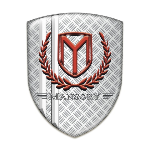 Mansory Silicone Emblem Mesh Effect with White stripes and Red Logo 
