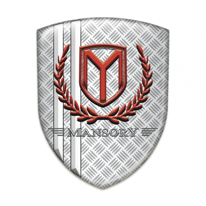 Mansory Silicone Emblem Mesh Effect with White stripes and Red Logo 