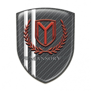 Mansory 3D Gel Emblem dark Grey Carbon with White Stripes Style 