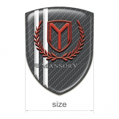 Mansory 3D Gel Emblem dark Grey Carbon with White Stripes Style 