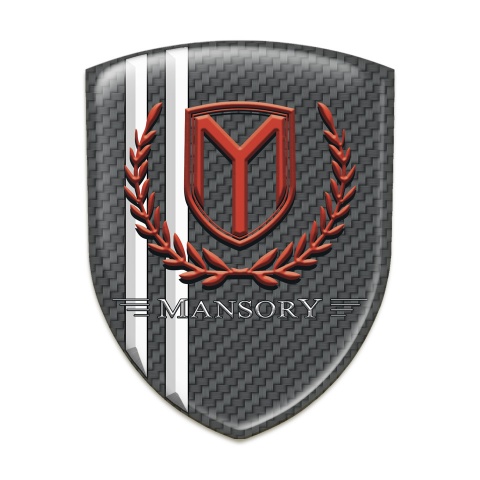 Mansory 3D Gel Emblem dark Grey Carbon with White Stripes Style 