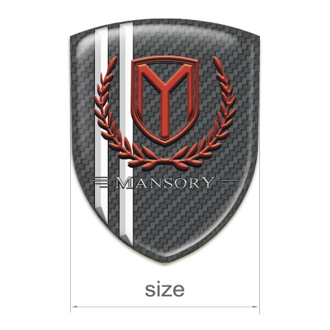 Mansory 3D Gel Emblem dark Grey Carbon with White Stripes Style 