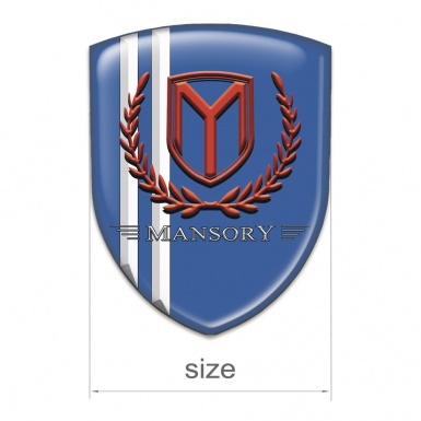 Mansory Silicone Badge Blue with White Stripes and Red Logo 