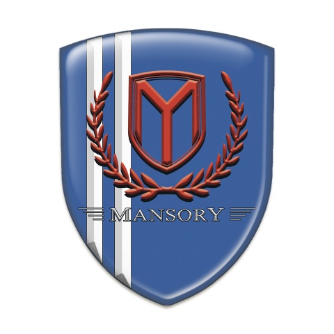 Mansory Silicone Badge Blue with White Stripes and Red Logo 