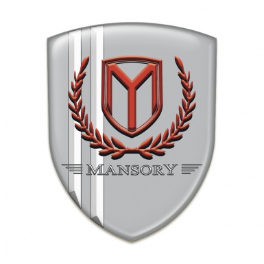 Mansory Auto Emblem Grey with White Stripes and Red logo 
