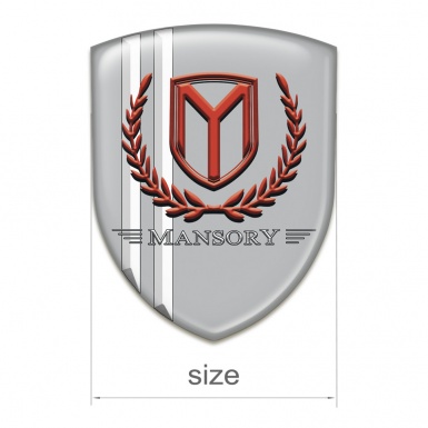 Mansory Auto Emblem Grey with White Stripes and Red logo 
