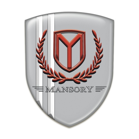 Mansory Auto Emblem Grey with White Stripes and Red logo 