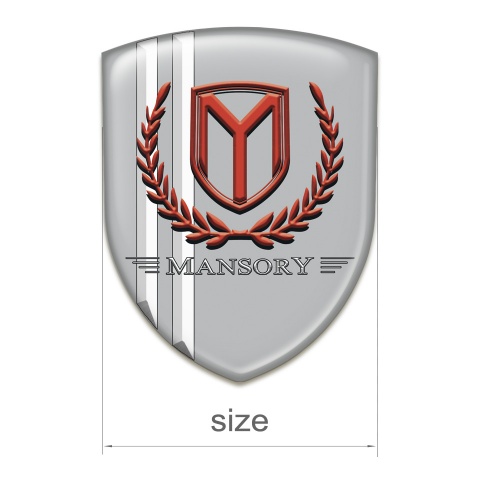 Mansory Auto Emblem Grey with White Stripes and Red logo 