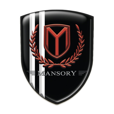 Mansory Logo Emblem Black with White Stripes 
