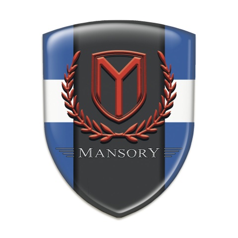 Mansory Self Adhesive Car logo Emblem Blue with White Band Print 