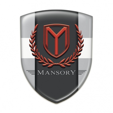 Mansory Silicone Car Decal Badge Grey with White Band Print 