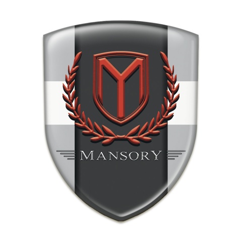 Mansory Silicone Car Decal Badge Grey with White Band Print 